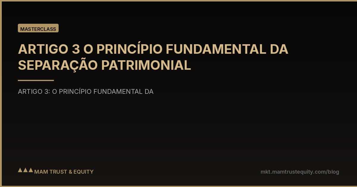 ARTIGO 3 O PRINCÍPIO FUNDAMENTAL DA SEPARAÇÃO PATRIMONIAL
